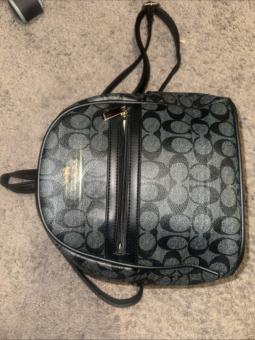 Coach Black Signature Small Backpack with Gold Hardware